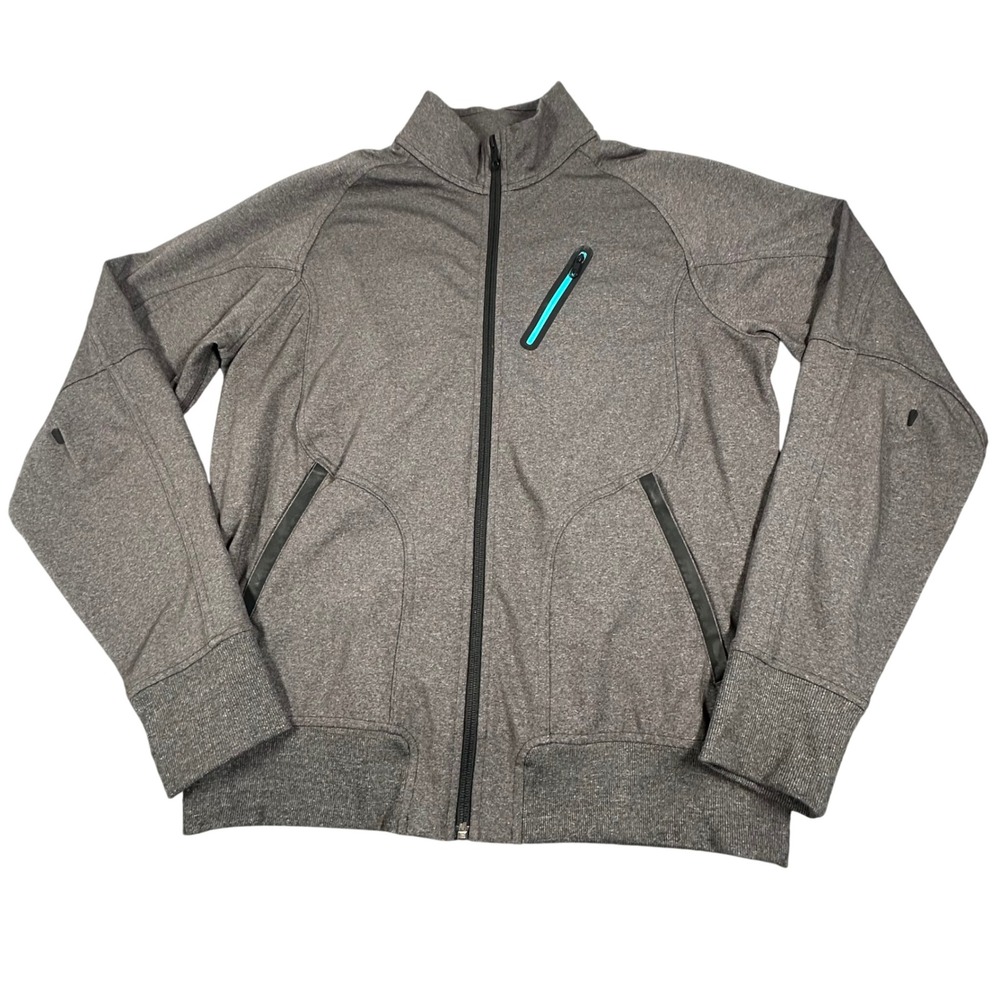 Lululemon Mens Full Zip Track Jacket Gray‎ Heathered Blue Zip Mock Neck XL